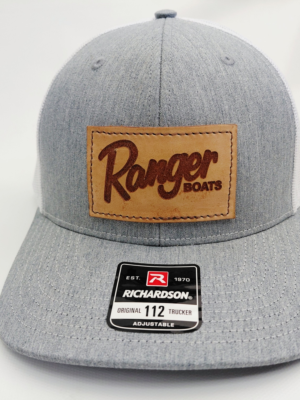 Richardson Gray Ranger Boats Leather Patch Trucker Hat